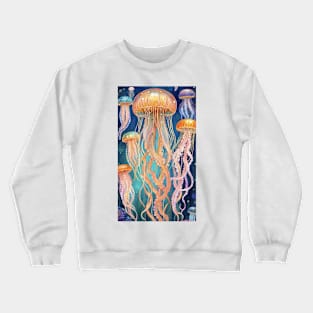 Gustav Klimt's Ethereal Dance: Inspired Jellyfish Illustration Crewneck Sweatshirt